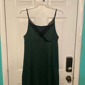 Green Nightgown with Black Lace Detail